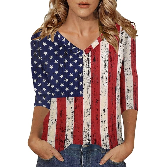 Long Sleeve Shirts For Women 3/4 Length Sleeve Tops Casual V Neck Shirts Basic Tees Business Work Blouses Summer Fall Clothes Womens Long Sleeve Tops