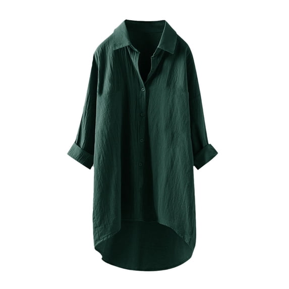 Long Sleeve Shirts For Women Casual Linen Blouses Tops Button Down Shirts Womens Long Sleeve Tops