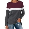 thumbnail image 1 of Long Sleeve Shirts For Women Color Block Tunic Tops Casual Shirts Round Neck Pullover Womens Long Sleeve Tops, 1 of 7