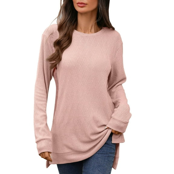 Long Sleeve Shirts For Women CrewNeck Loose Fit Casual Tunic Tops Lightweight Pullover Autumn And Winter