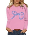 thumbnail image 1 of Long Sleeve Shirts For Women Cute Bow Pattern Top Spring Bow Print Womens Long Sleeve Tops, 1 of 3