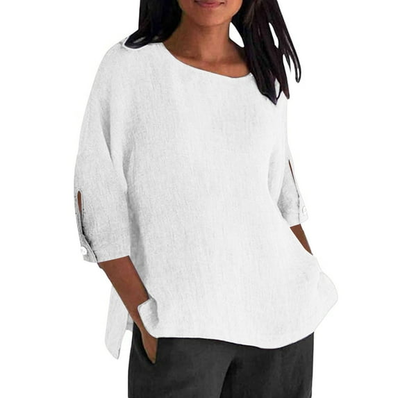 Long Sleeve Shirts For Women Fashionable Casual Cotton And Linen Sleeve Seven Quarter Sleeve Top T Shirt Womens Long Sleeve Tops
