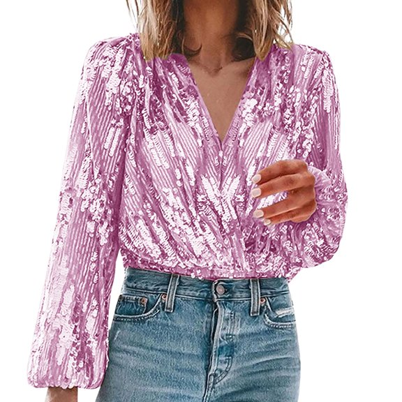 Long Sleeve Shirts For Women Fashionable V Neck d Glitter Gradient Printed V Neck Top T Shirt Womens Long Sleeve Tops