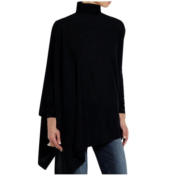 Long Sleeve Shirts For Women Solid Irregular Turtleneck Shirt Loose Pullover Blouse Tops Womens Long Sleeve Tops