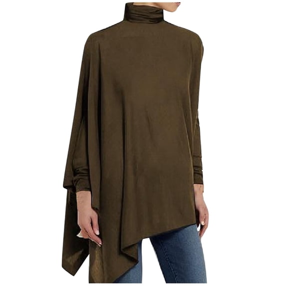 Long Sleeve Shirts For Women Solid Irregular Turtleneck Shirt Loose Pullover Blouse Tops Womens Long Sleeve Tops