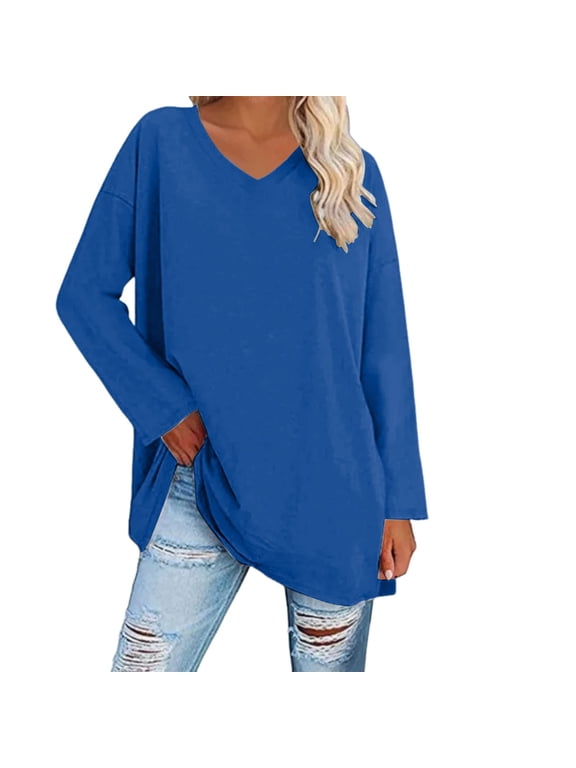Long Sleeve Shirts For Women Tops Oversized T Shirts Striped Shirts Round Neck Tunic Tops Soft Causal Loose Blouse Womens Long Sleeve Tops