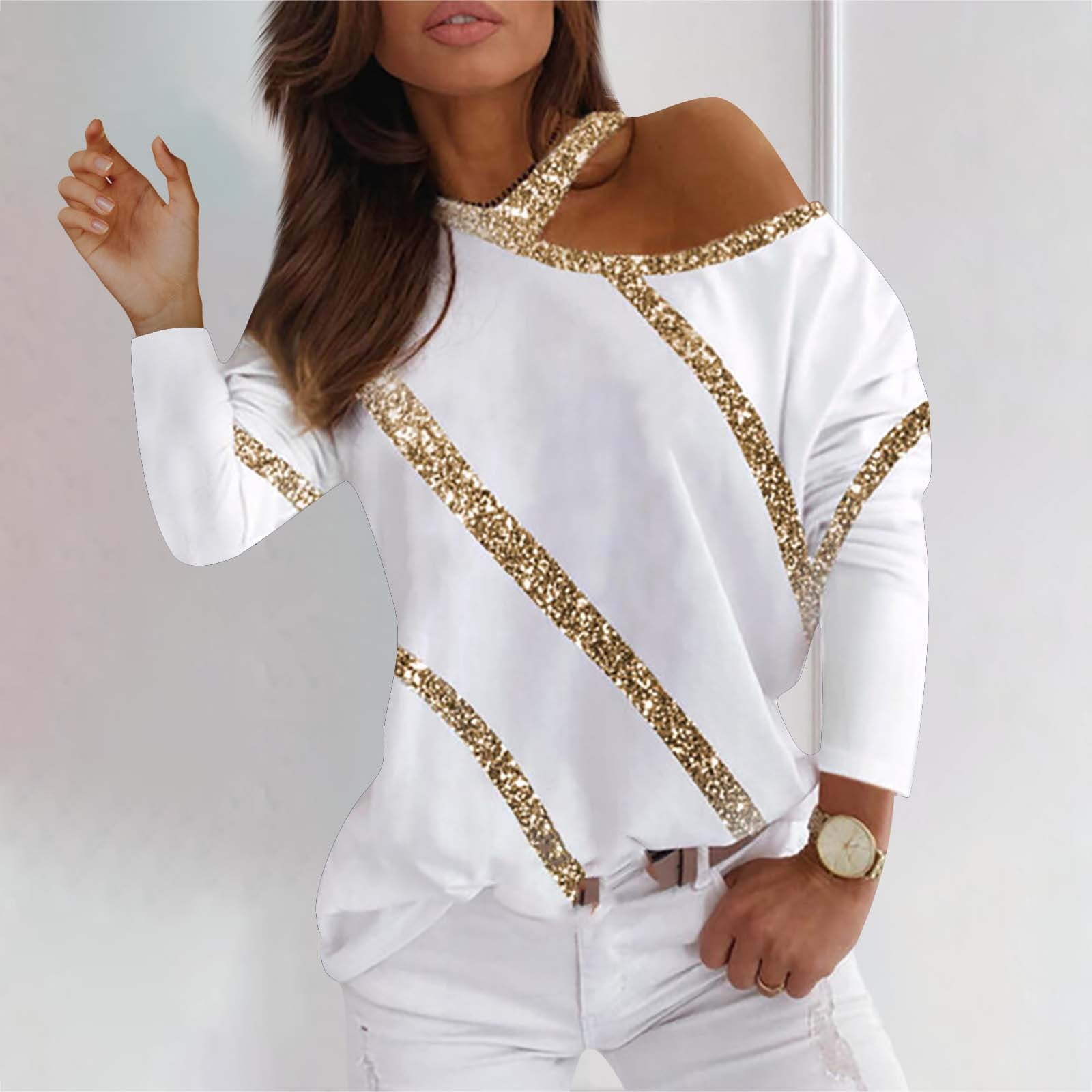 Women's Off White Ribbed Fuzzy Shirt Style Top with Gold Buttons