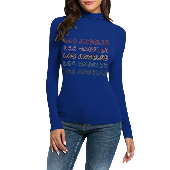 Long Sleeve Shirts For Womens Casual Print Turtleneck Blouse Slim Fit Stretchy Layer Tee Women Tops