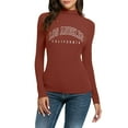 thumbnail image 1 of Long Sleeve Shirts For Womens Casual Print Turtleneck Blouse Slim Fit Stretchy Layer Tee Women Tops, 1 of 6