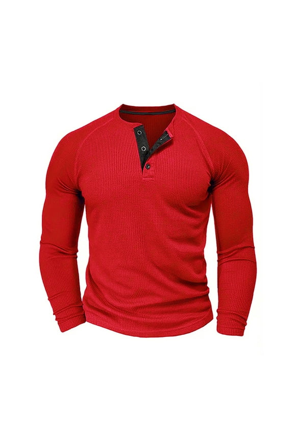 Long Sleeve Shirts Hvyesh Mens Waffle Henley Shirt Muscle Fit Long Sleeve V Neck Button Shirt Casual Lightweight Athletic Tops