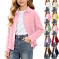 thumbnail image 1 of Long Sleeve Shirts Kids Dqueduo Kids Boys Girls Fashion Solid Color Soft Long Sleeve Button With Pocket Casual Top Shirt Cardigan Pink 7 Years, 1 of 10
