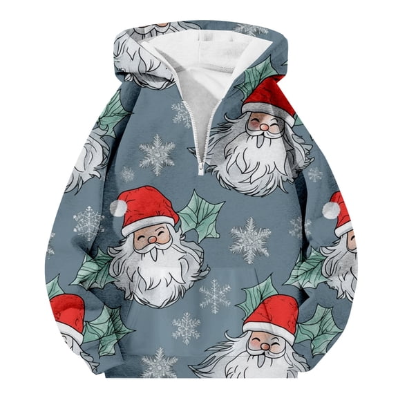 Long Sleeve Shirts for Men Men'sAutumn/ winter Christmas Printed Sweatshirt Long Sleeve Pocket 4/ 1 Zipper Hoodie Sweatshirt Warm Comfortable Boy 9 Toe Boy 10 4 Year Blue S