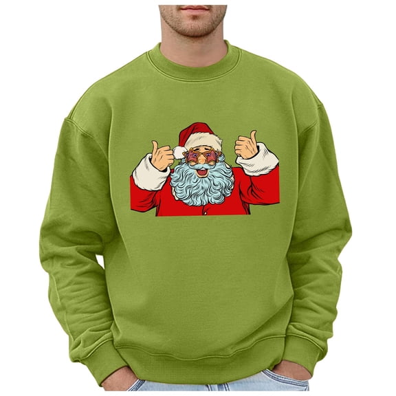 Long Sleeve Shirts for Men Winter Christmas Daily Trend Casual Loose Man Hoodless Long Sleeve Sweatshirt For Most Occasions Knit Tunic Tops Men Plain Hoodie Pullover Hoodies Sweatpants Large Green S