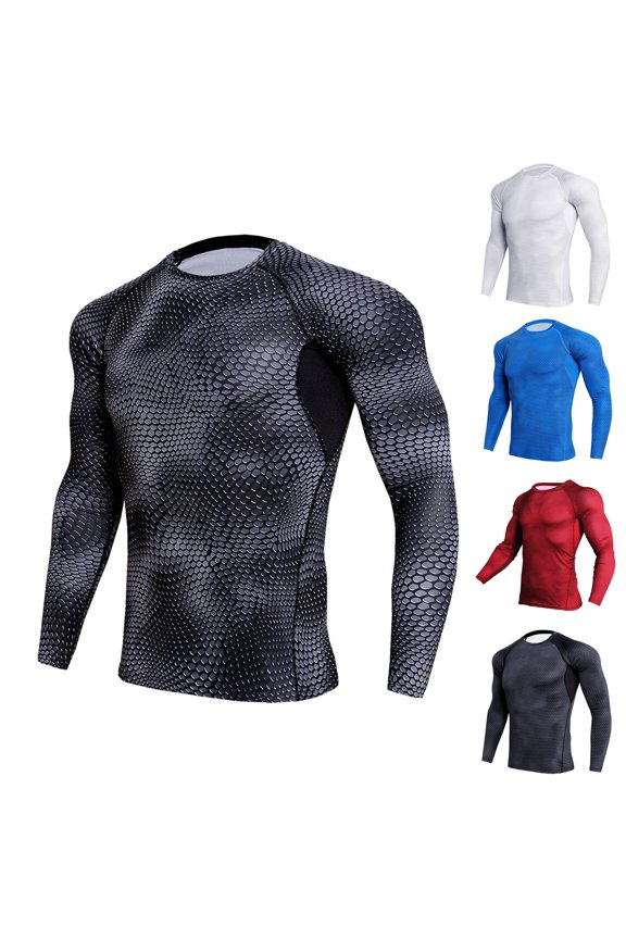 Long Sleeve Shirts for Men Workout Gym Slimming Undershirt Workout Undershirts Athletic Running Base Layer Top for Sports Gym Breathable Sports Baseball Undershirts White 3XL