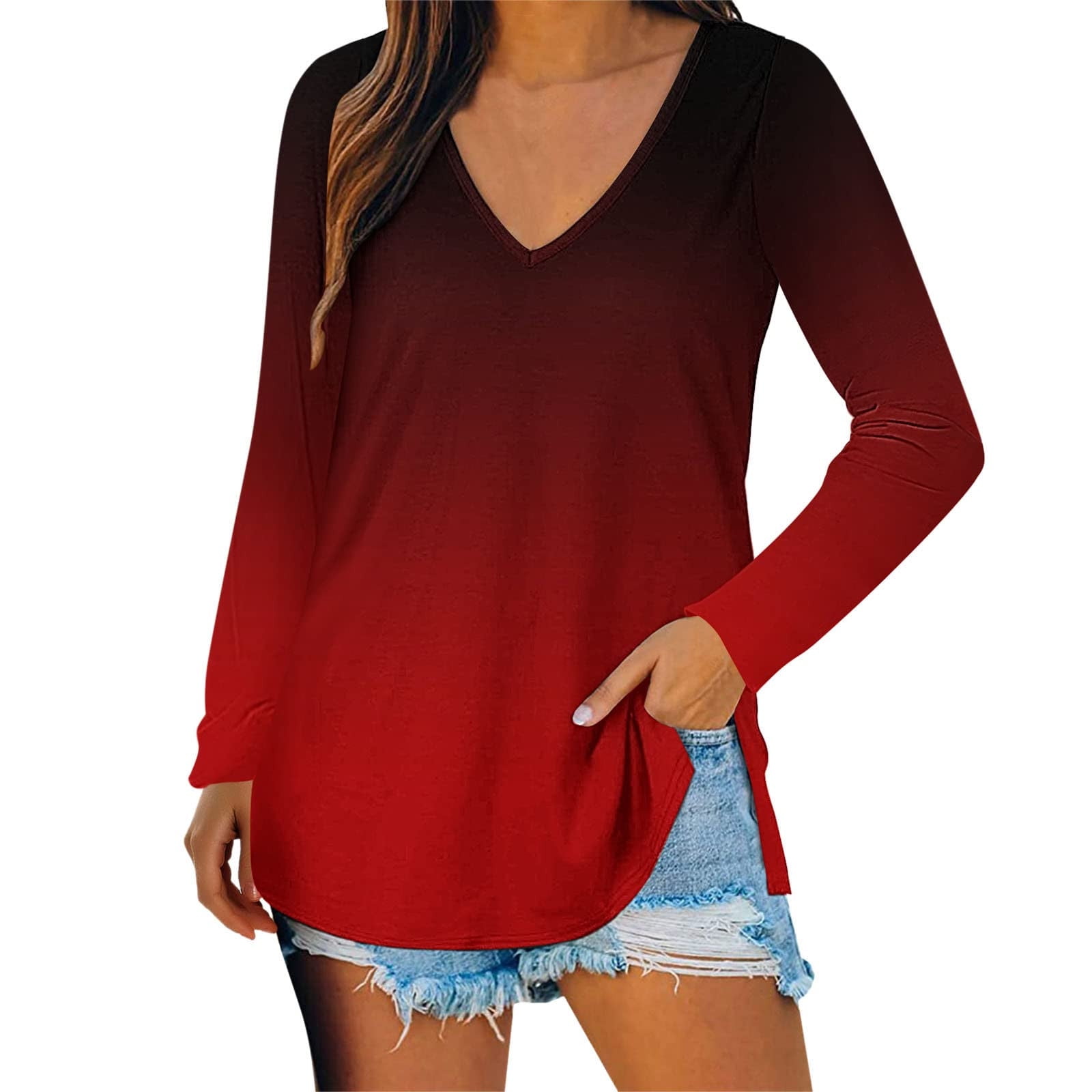 womens red tunic tops for leggings