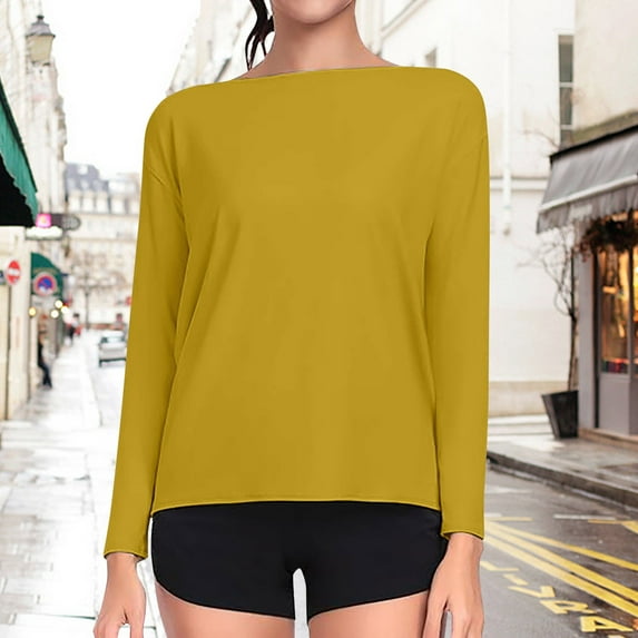 Long Sleeve Shirts For Women Boat Neck Loose Fit Soft Casual Tops Relaxed Shirts plus Size Clothes under 5 Womens Tops And Blouses Short Sleeve plus Size Shirt Women plus Size Short Sleeve Tunic plus