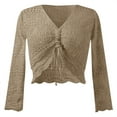 thumbnail image 1 of Long Sleeve Shirts for Women Bohemian Off The Shoulder Sheer Crop Top Bell Sleeves Flowing Oversized Crochet Hem Pullover Sweater Or Swimsuit Cover Long Sleeve Tops, 1 of 4