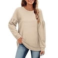 thumbnail image 1 of Long Sleeve Shirts for Women Clothing T Shirts for Women Women's Autumn Winter Solid Color Hoodie Crew Neck Splicing Long Sleeved Top Woman Spring Tops for Women 2026 Womens Blouses, 1 of 3