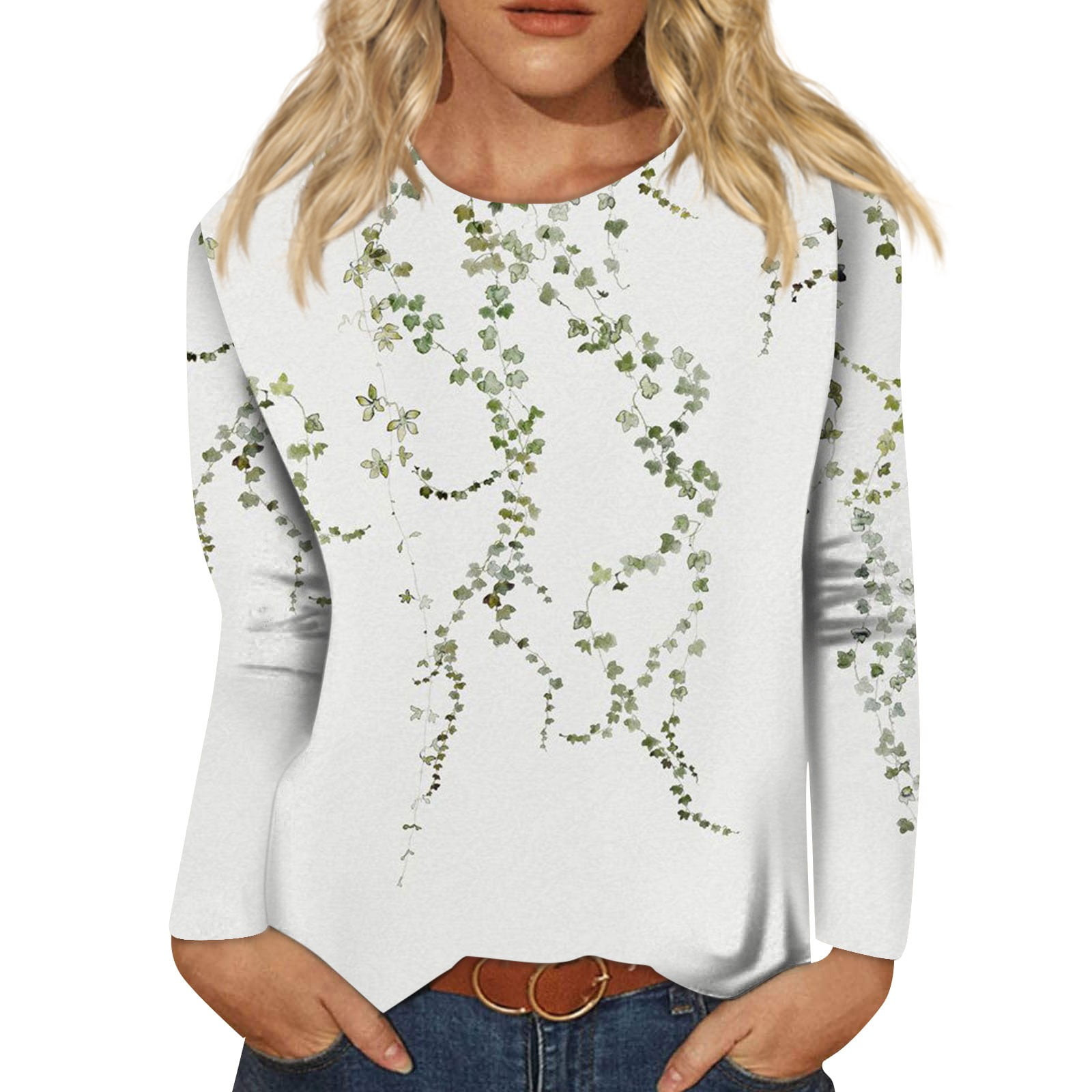 Oversized Fall Blouses for Women V Neck Short Sleeve Floral Print T-Shirts  Ladies Sexy Loose Pullover Sweatshirts Tops Blue