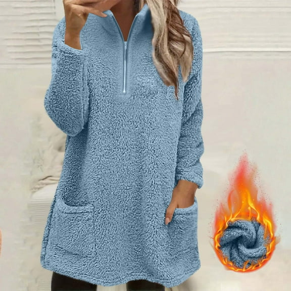Long Sleeve Shirts for Women Dressy New Fashion Women's Casual Long Sleeve Stand-Up Collar Blouse Ladies Loose Sweatshirt Tops Blouse Style B-13 Light Blue L