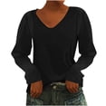 thumbnail image 1 of Long Sleeve Shirts for Women Fall Fashion Sexy V Neck Blouses Trendy Casual Loose Comfy Solid Color Cute Tops Ladies Going Out Tops Fall Winter Plus Size Tops for Women, 1 of 7