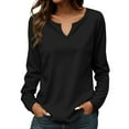 thumbnail image 1 of Long Sleeve Shirts for Women Fashion Casual Long Sleeve Solid Color V Neck Tops - Print Cotton Blend Loose Fit Tunic Style Shirts for Women Womens Blouses, 1 of 6