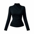 thumbnail image 1 of Long Sleeve Shirts for Women Fitted Shirts Draped Tops Classy Outfits Layering Tops Fall Tops Formal Tops Beach Vacation Y2k Basic Shirts Fall Outfits Date Night Outfit, 1 of 4