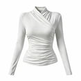 thumbnail image 1 of Long Sleeve Shirts for Women Fitted Shirts Draped Tops Fall Outfits Teacher Outfits Work Blouse Y2k Cute Tops for Women Business Professional Tops Fall Tops, 1 of 4