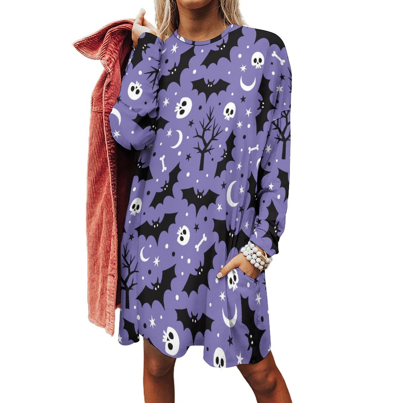 Halloween Hot Drill Skull Bat Long-Sleeved T-Shirt main image 1