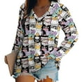 Long Sleeve Shirts for Women Halloween Cat Cute Soft Loose Fit V Neck