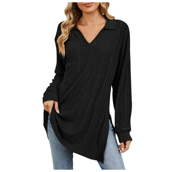 Long Sleeve Shirts for Women Long Sleeve Tops for Women 2024 Fashion T Shirts for Women Crewneck Casual Loose Shirts Basic Tee Womens Tops Z0G-Black, M