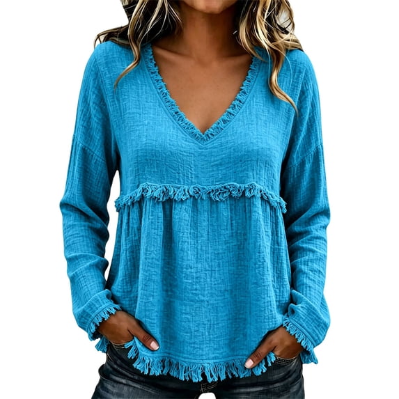 Long Sleeve Shirts for Women Loose Shirts Soft Shirt Fall Clothes for Women Linen Tunic Tops Linen Shirts for Women Basic Tees Linen Blend Tops Summer Long Sleeve Tops Fall Clothes for Women 2026