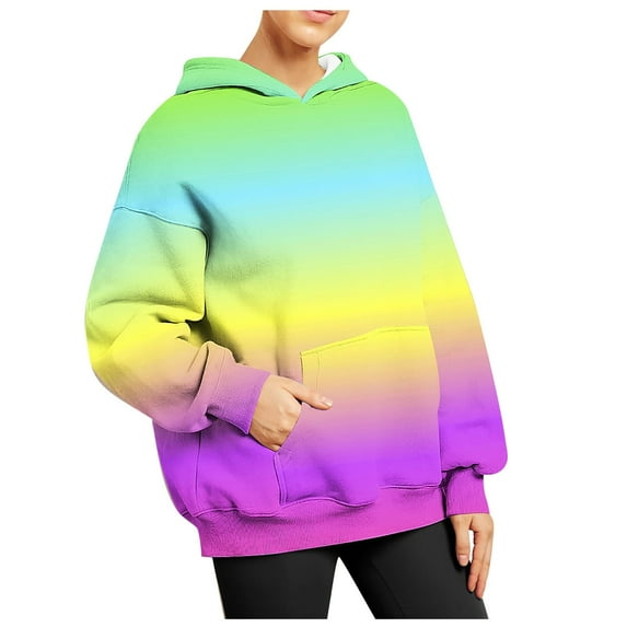 Long Sleeve Shirts Women Pack Tank Tops Women 2024 Comfortable Casual Gradient Pocket Long Sleeve Hooded Blouse Sweatshirts