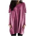 thumbnail image 1 of Long Sleeve Shirts For Women Round Neck Long Sleeve Top Plus Size Lightweight Sweatshirt Loose Casual Tunic With Pockets Polyester & Spandex Material Comfortable & Stretchy 1Pc Blouse Womens Shirts, 1 of 6