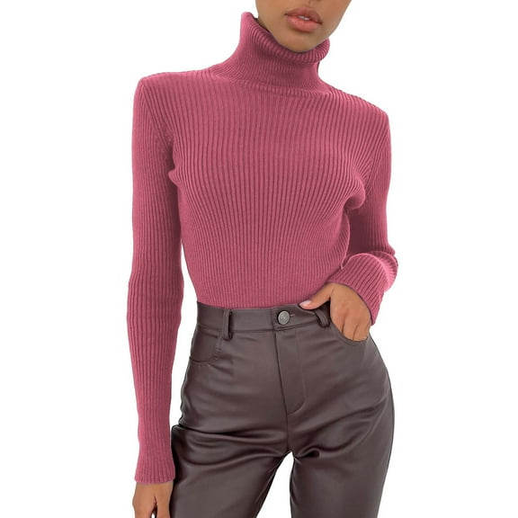 Long Sleeve Shirts for Women Soft Slim-Fit Lightweight Long Sleeve Turtleneck Knitted Pullover Sweater Warm Undershirt Highly Stretchable Viscose Multiple Colors Shirts for Women Womens Blouses