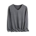 thumbnail image 1 of Long Sleeve Shirts Women Solid V Neck Thin Fleece Tunic Tops for Leggings Casual Basic Pullover Tee, 1 of 7