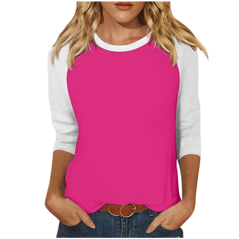 Long Sleeve Shirts for Women Womens Raglan T-Shirt 3/4 Sleeve