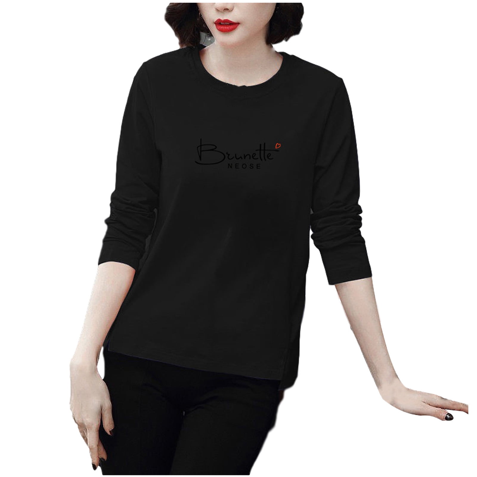 Long Sleeve Shirts for Women Long Sleeve Workout Shirts for Women Trendy  Women Leisure Long Sleeve Printed O-Neck Blouse Womens T-Shirt Tops Blouses
