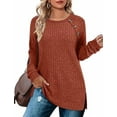 thumbnail image 1 of SOMER Long Sleeve Shirts for Women Knit Sweaters Pullover Side Slit Tops for Women Ribbed Knit Fall Shirts, 1 of 4