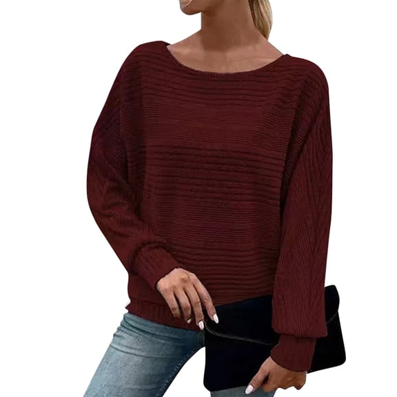 Long Sleeve Shirts Womens Tops Fall Fashion Business Casual Outfits 2025 Round Neck​ T Shirts Sweaters Trendy Blouse 2026 Wine XL
