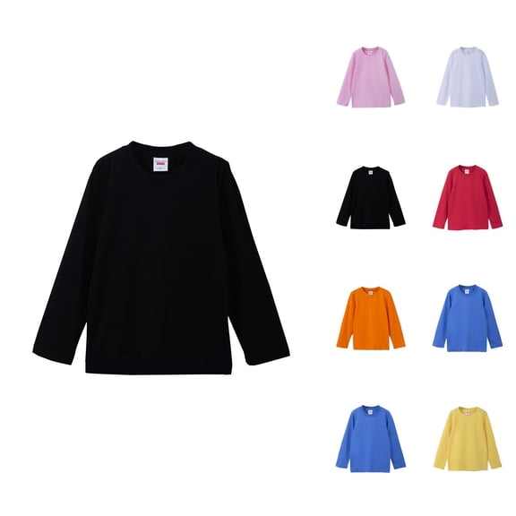 Long Sleeve Shirts for Boys Girls 2025 Trendy Fall Winter Solid Color Crew Neck Undershirt Little Kids Toddlers Blouse Top