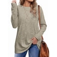 thumbnail image 1 of Long Sleeve Shirts for Female Loose Fit Crew Neck Blouse Dressy Casual Fall Winter Pullover Outfits Apricot M, 1 of 5