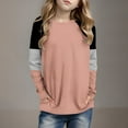 thumbnail image 1 of Long Sleeve Shirts for Girls Casual Crewneck T-Shirts Size 4-14 Teens Kids Basic Color-Block Raglan Pullover Comfort Athletic Workout Tunic Tops, 1 of 6