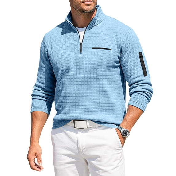 Long Sleeve Shirts for Men 1/4 Zip Polo Shirt Dry Fit Moisture Wicking Long Sleeve Golf T-Shirt Classic Performance Collared Office Work Tee