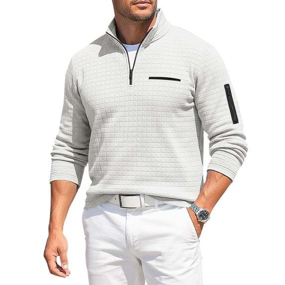 Long Sleeve Shirts for Men 1/4 Zip Polo Shirt Dry Fit Moisture Wicking Long Sleeve Golf T-Shirt Classic Performance Collared Office Work Tee