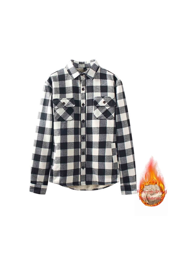 Long Sleeve Shirts for Men Button Down Fleece Lined Flannel Shirt Jacket with Pocket Brushed Soft Tops Winter Casual Plaid Shirt