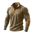 thumbnail image 1 of Long Sleeve Shirts for Men Button Up Henley Top Waffle Stand Collar T Shirts Casual Vintage Sweatshirts with Elbow Patches, 1 of 8