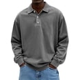 thumbnail image 1 of Long Sleeve Shirts for Men Classic Button Golf Shirt Casual Collared Thermal Work Pullover Tops Gray L, 1 of 7