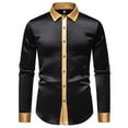 thumbnail image 1 of Long Sleeve Shirts for Men,Comfortable Button Down Top Solid Color Breathable Shirt,Men's Shirts,XL,Black, 1 of 9