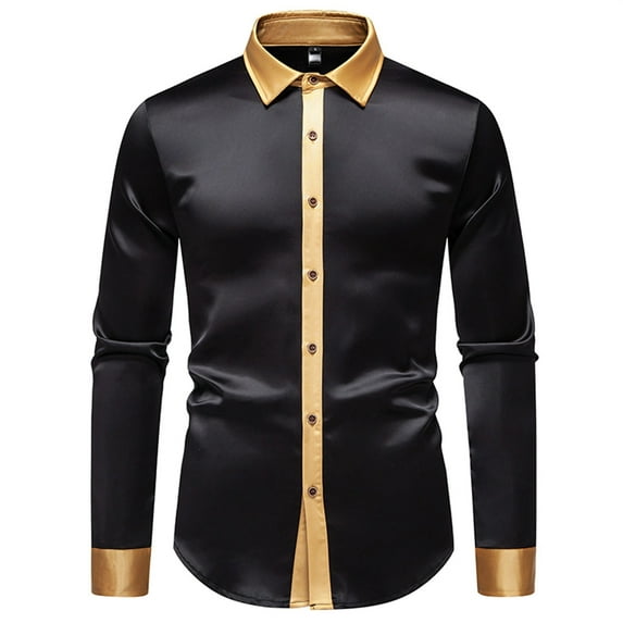 Long Sleeve Shirts for Men,Comfortable Button Down Top Solid Color Breathable Shirt,Men's Shirts,XL,Black